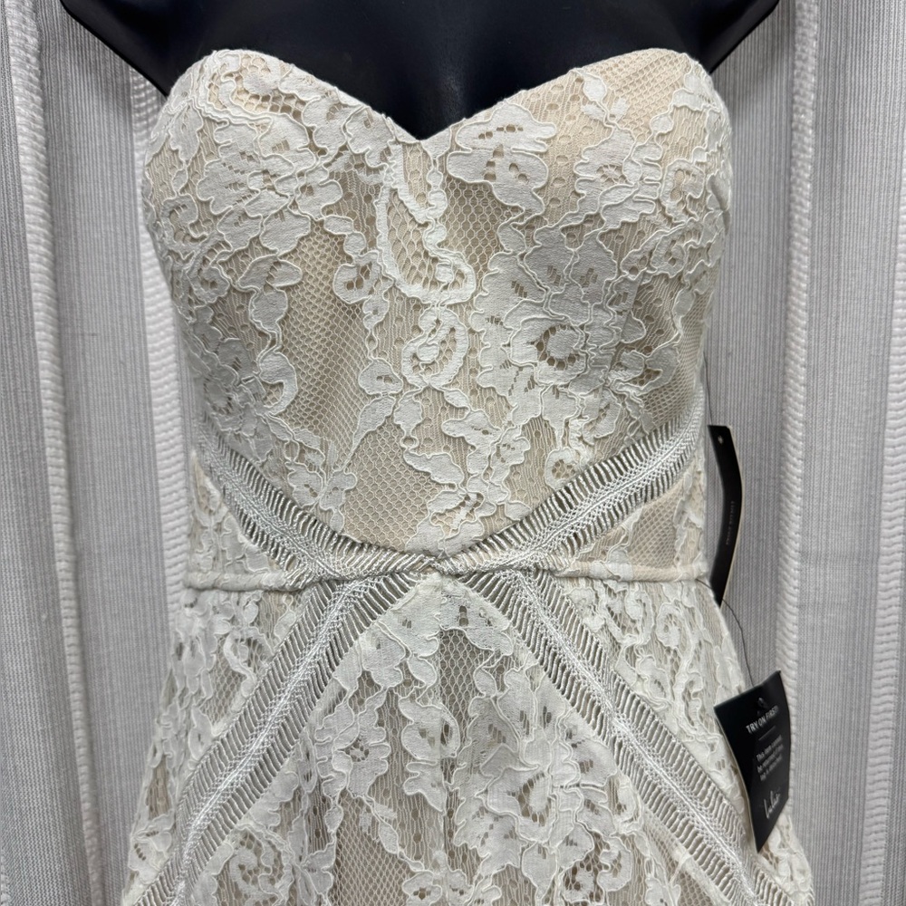 Lulu's Promise My Heart‎ Strapless Lace Dress in Cream Wedding Formal size L NWT - Picture 3 of 16